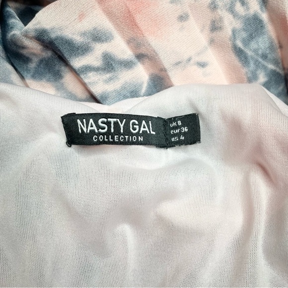 Nasty Gal Pink Blue Tie Dye Print Pleated Sleeveless Strappy Maxi Dress 4 - Picture 8 of 12